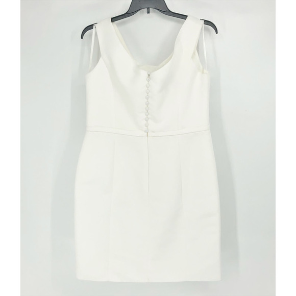 AMSALE Faille Cocktail Dress 18 Silk White Off Shoulder Sheath Knee Length - Picture 6 of 13